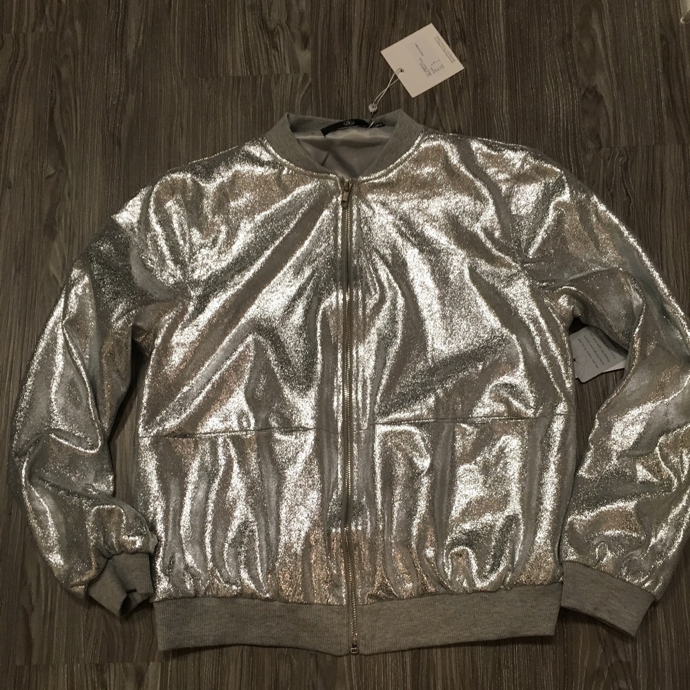 Missguided silver bomber jacket
